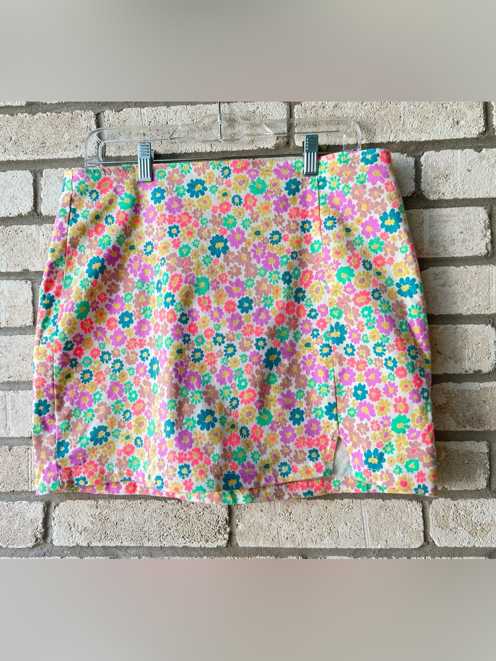 Wild Fable  Multicolor Floral Mini Skirt - Pink Teal Yellow. Size 14. NWTGS